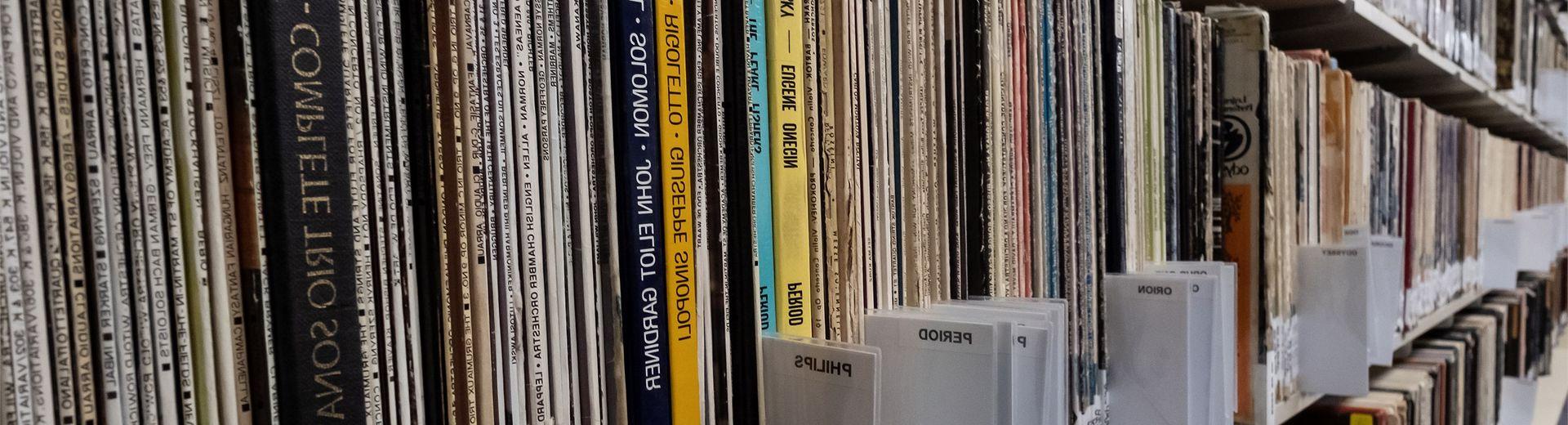 Records in the music library.