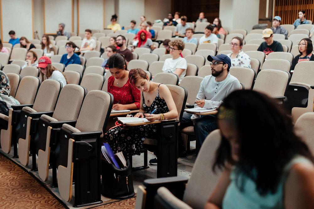 Temple students in a lecture class